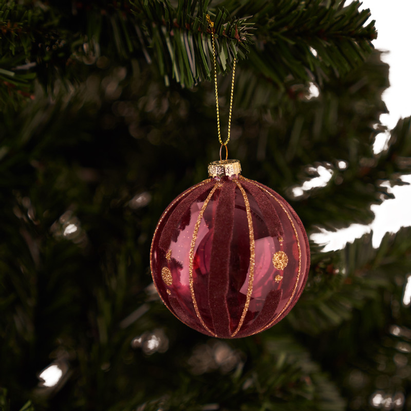 Kerstbal - roze goud streep