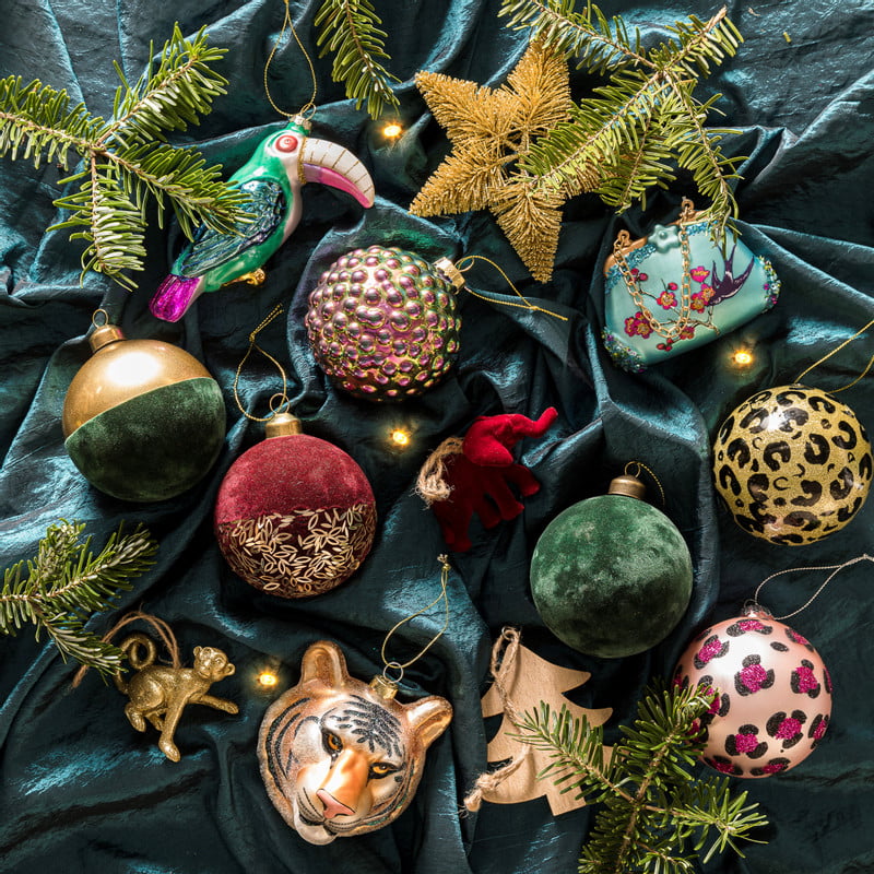 Kerstbal - bordeaux velvet met goud