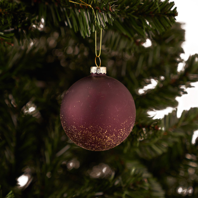 Kerstbal bordeaux glitter