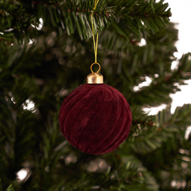 Kerstbal gedraaid - Rood - ø8 cm