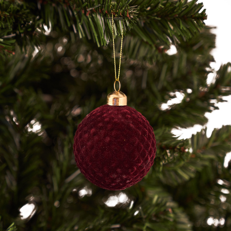 Kerstbal reliëf - Rood - ø8 cm