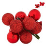 Kerstballetjes op draad - rood - ø2 cm