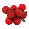 Kerstballetjes op draad - rood - ø2 cm