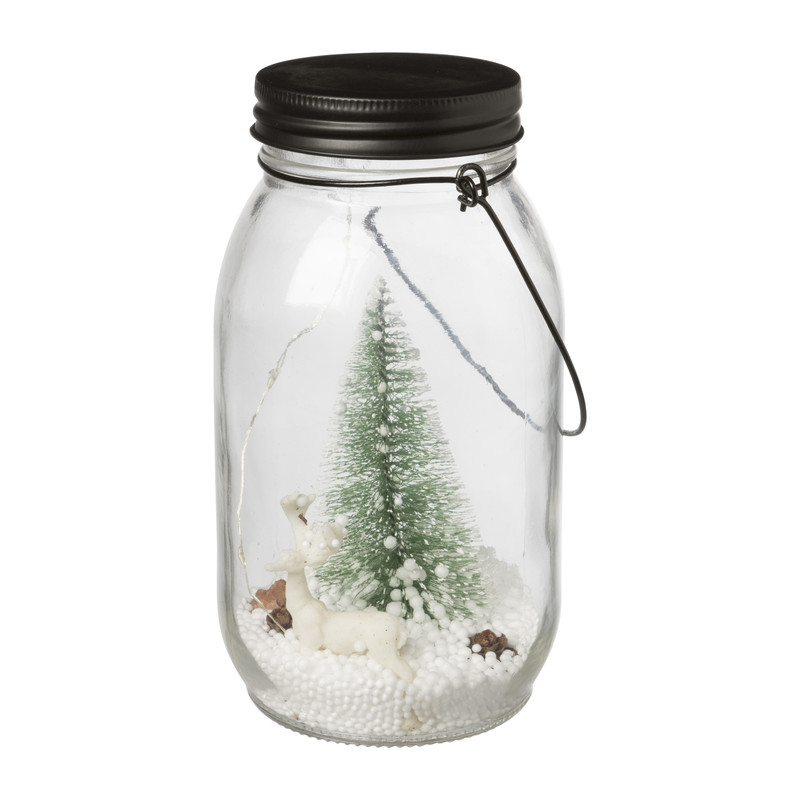 Kerstboom in pot met verlichting - 9x9x17.5 cm