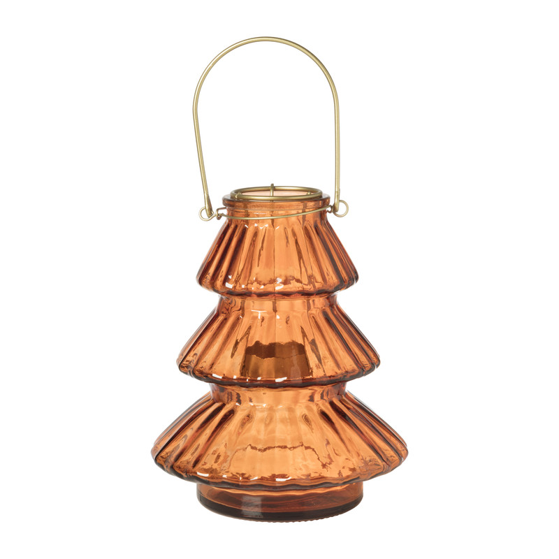 Kerstboom kaarshouder - oranje - ø15x18 cm