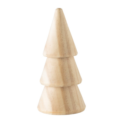 Kerstboom hout - naturel - ø4.9x10 cm
