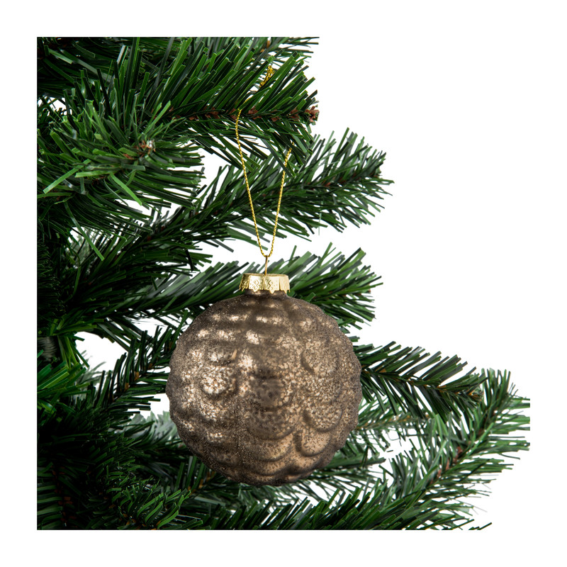 Kerstbal blad reliëf - groen - glas