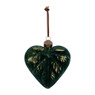Kerstbal hart met zacht materiaal - groen - 10x4,5 cm