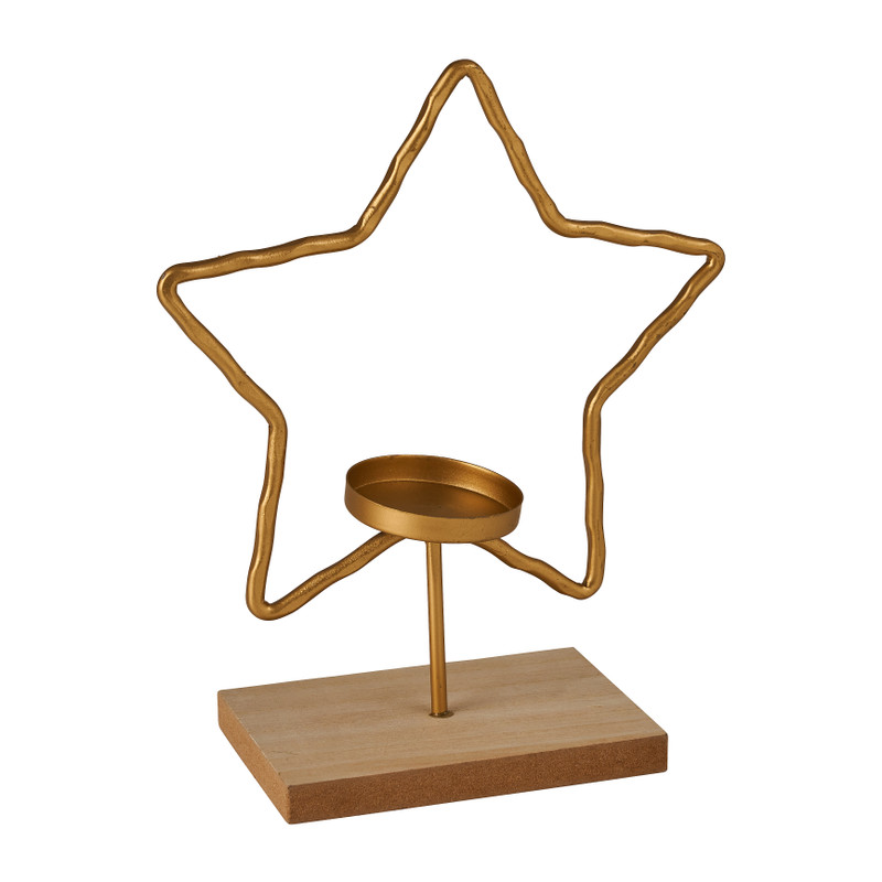 Theelichthouder ster - goud