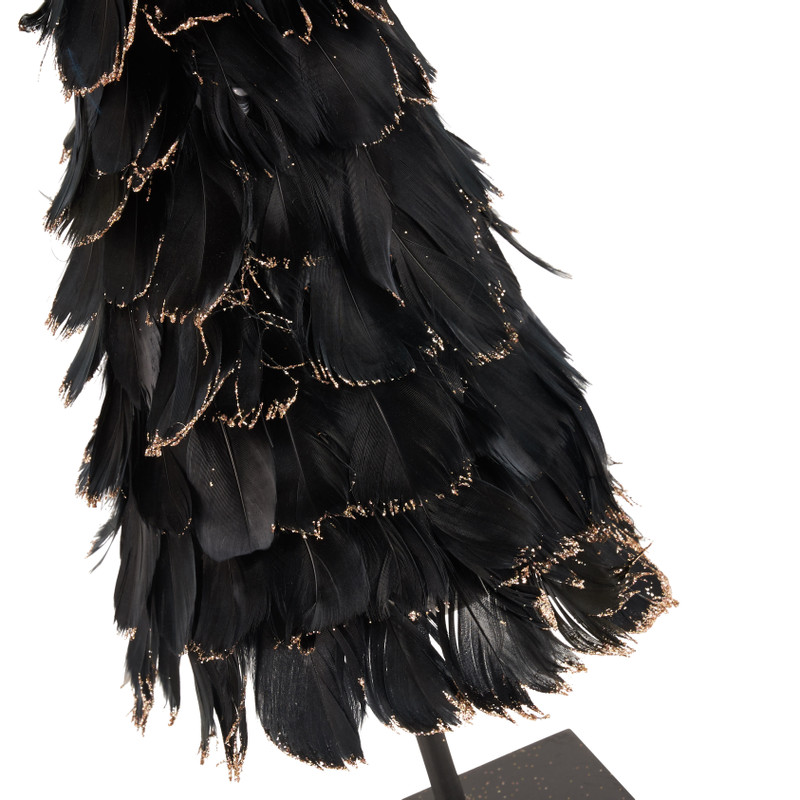 Kerstboom met veren - S - Zwart