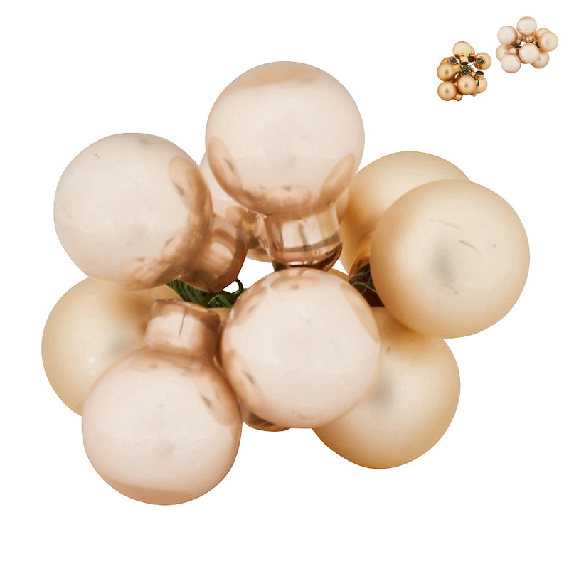 Kerstballetjes op draad - goudkleurig/champagne - ø2 cm