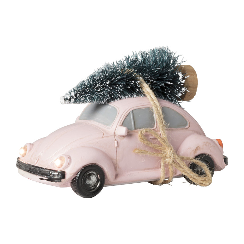 Auto met licht - roze - 10.5x5.2x7 cm