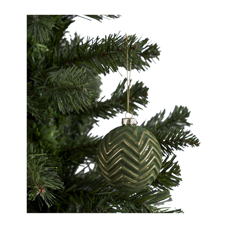 Kerstbal strepen - groen-  Ø8 cm