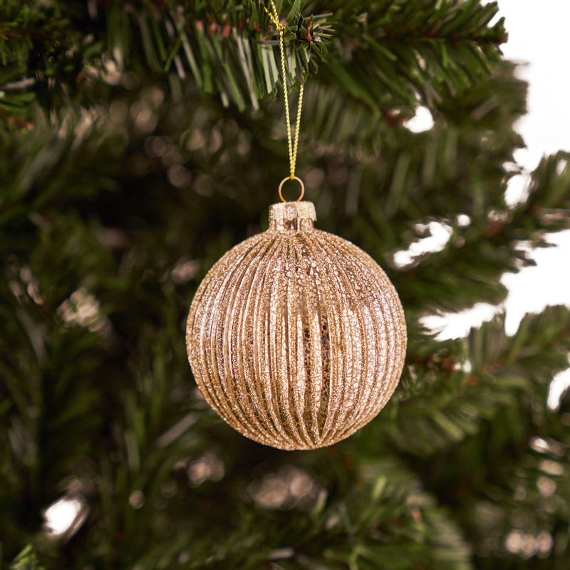 kerstbal met reliëf - Goud - ø8 cm