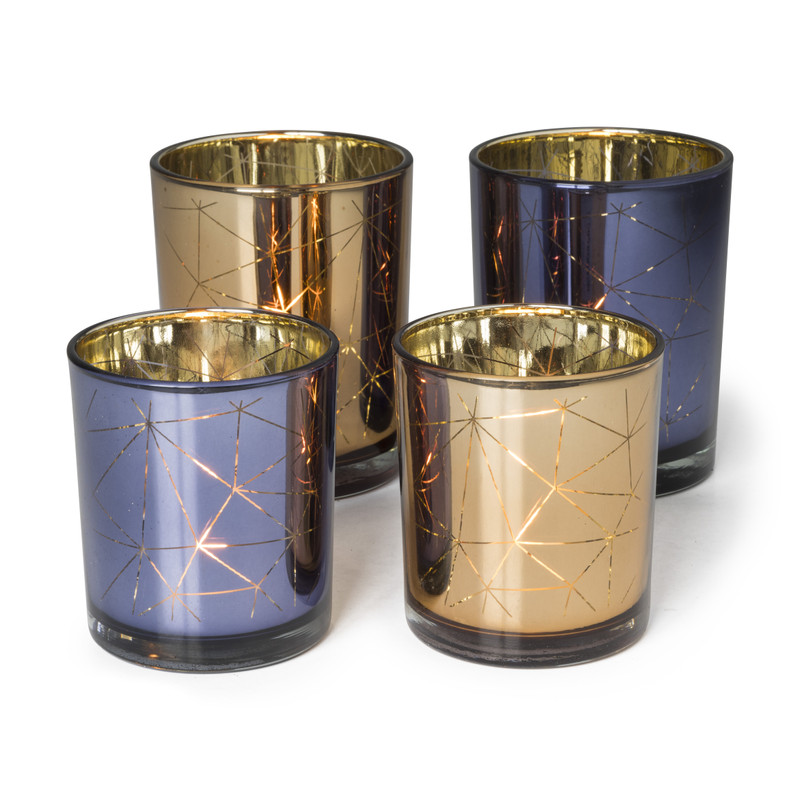 Theelichthouder - diverse kleuren - ø9x10 cm