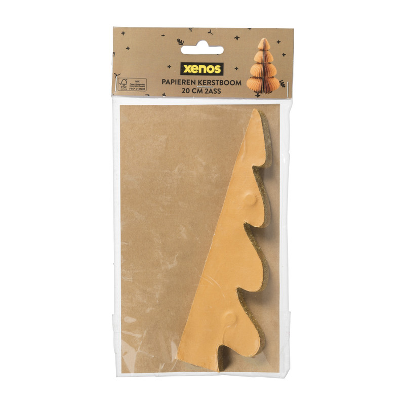 Papieren kerstboom - oker - 20 cm
