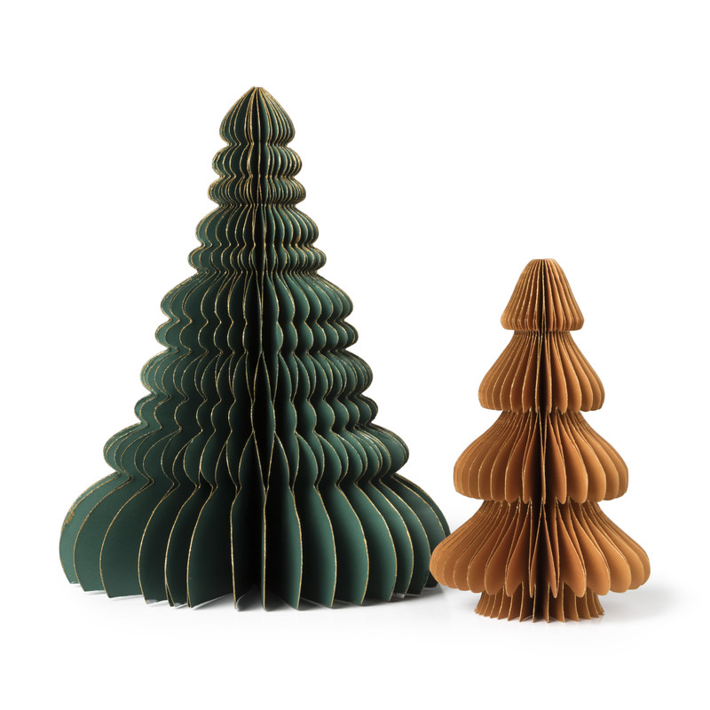 Papieren kerstboom - oker - 20 cm