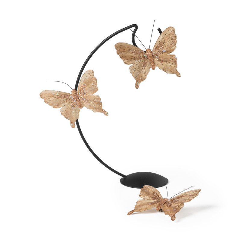 Vlinder op clip - set van 3 - 10.5x23.5x2.5 cm