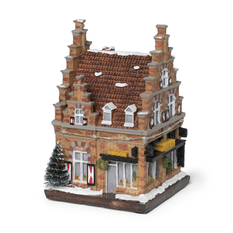 Kersthuis Xenos met licht - 12x7.8x7.8 cm