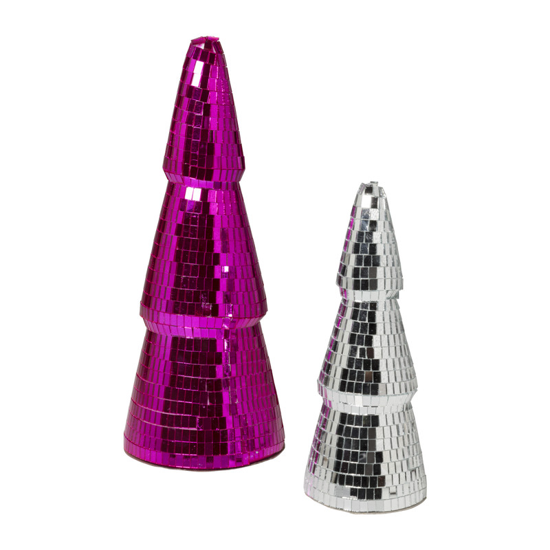 Kerstboom disco M - zilverkleurig - ø7.5x20 cm