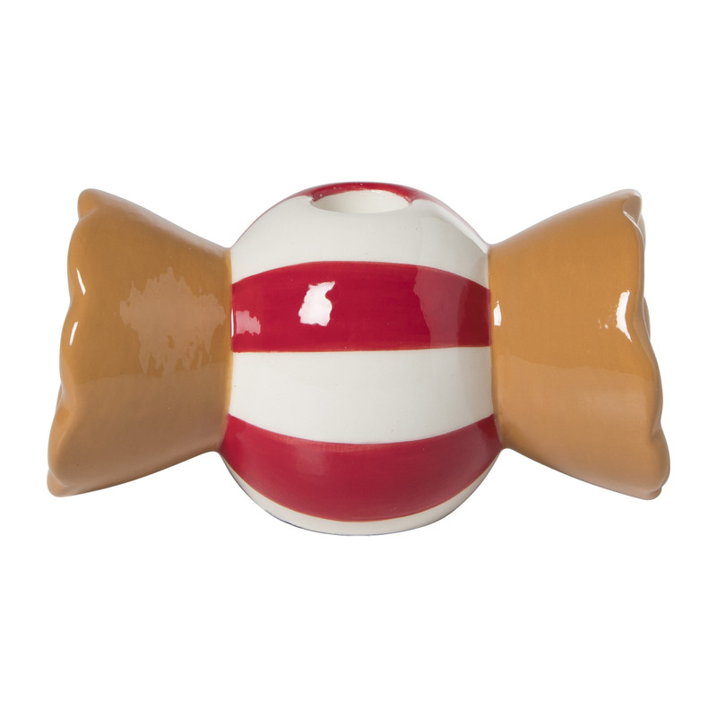 Kandelaar candy cane - rood/wit - ø7x13 cm
