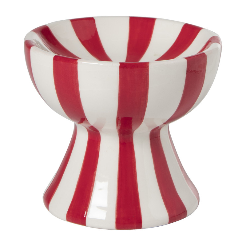 Kandelaar candy cane - rood/wit - ø11x10 cm