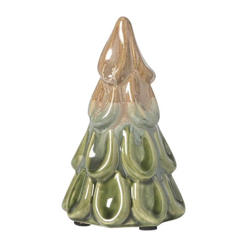 Kerstboom beeldje klein - beige/groen - ø7.5x12 cm
