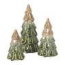 Kerstboom beeldje klein - beige/groen - ø7.5x12 cm