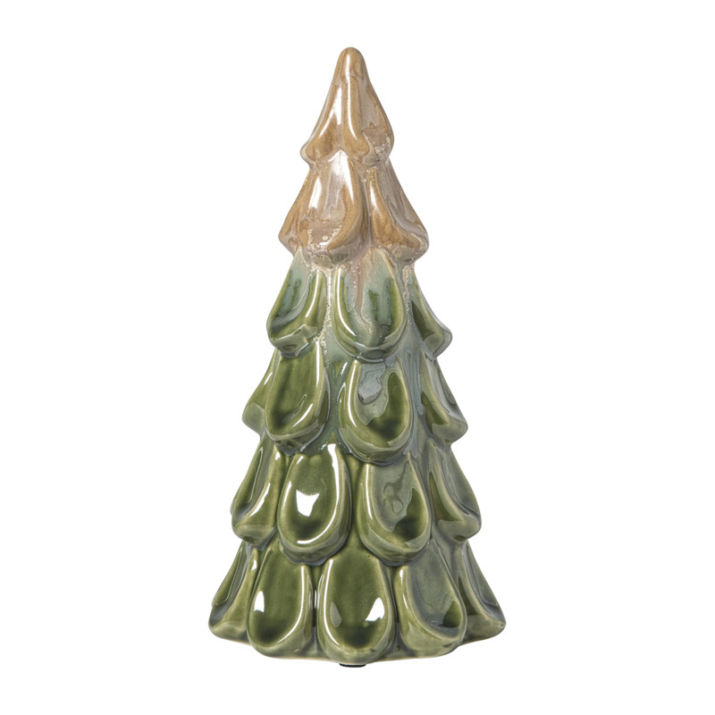 Kerstboom beeldje groot - beige/groen - ø11x21.5 cm
