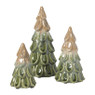 Kerstboom beeldje groot - beige/groen - ø11x21.5 cm