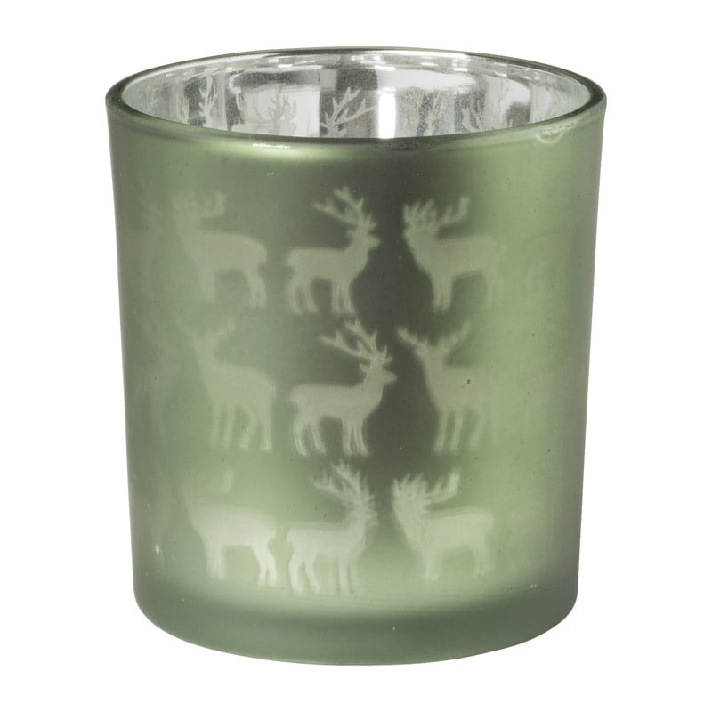 Theelicht rendier - groen en wit