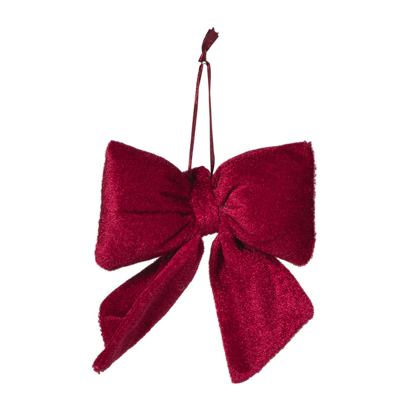 Kerststrik velvet klein - bordeauxrood - 12x13 cm