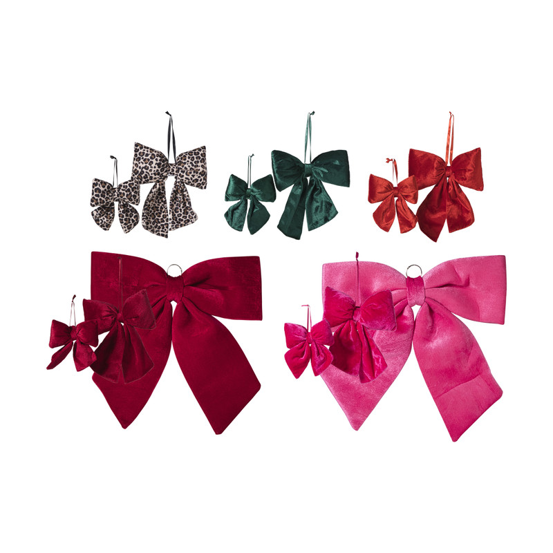 Kerststrik velvet klein - bordeauxrood - 12x13 cm