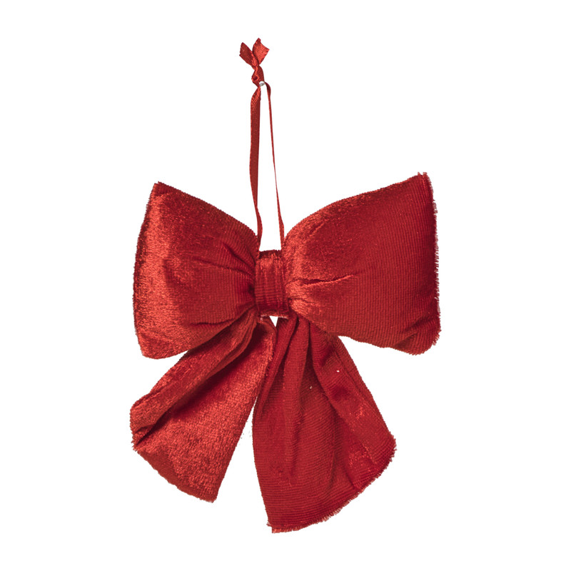 Kerststrik velvet klein - rood - 12x13 cm