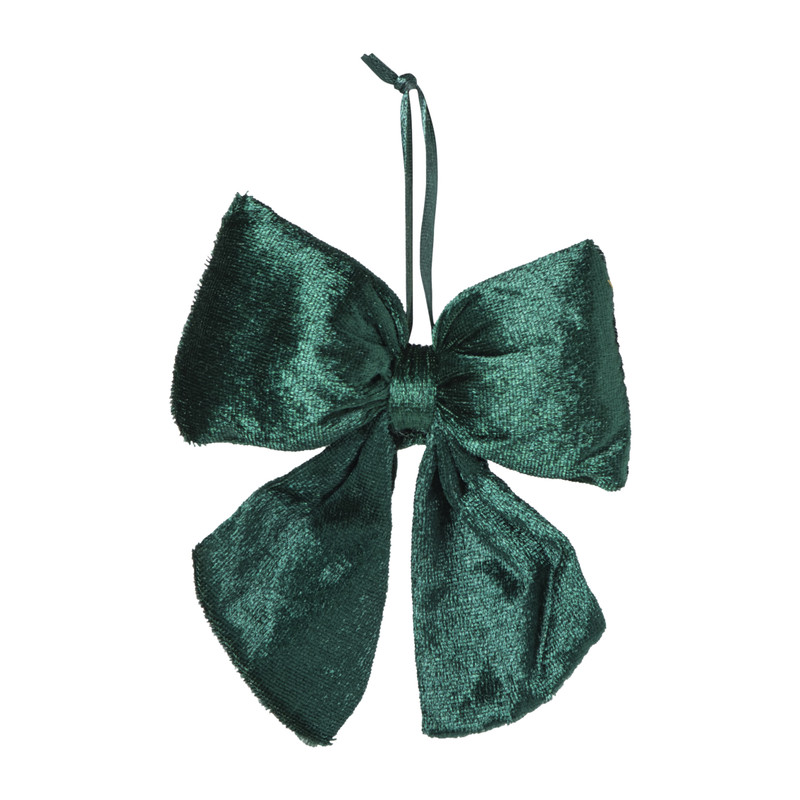 Kerststrik velvet klein - groen - 12x13 cm