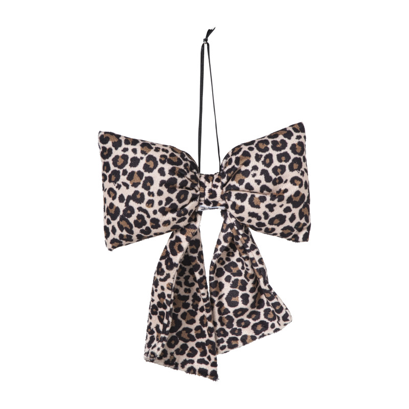 Kerststrik velvet medium - luipaardprint - 19x24 cm