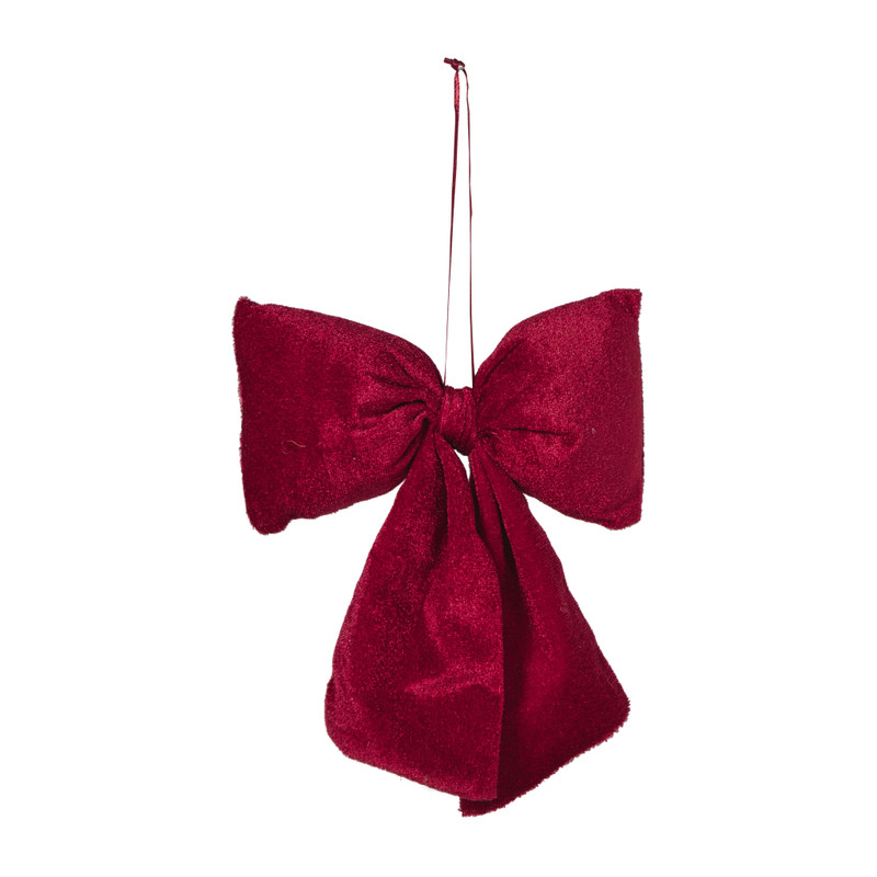 Kerststrik velvet medium - bordeauxrood - 19x24 cm