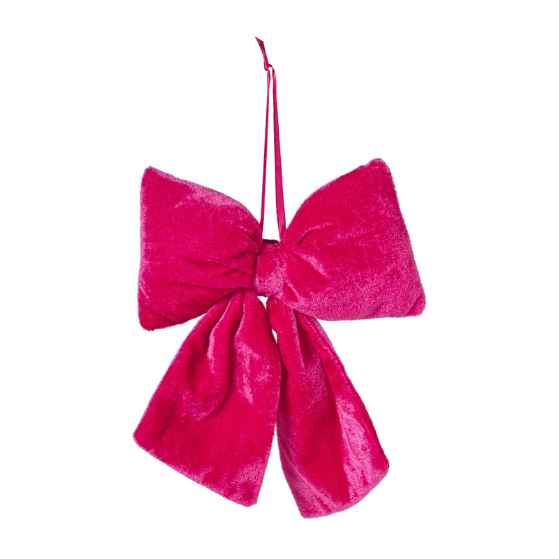 Kerststrik velvet medium - roze - 19x24 cm
