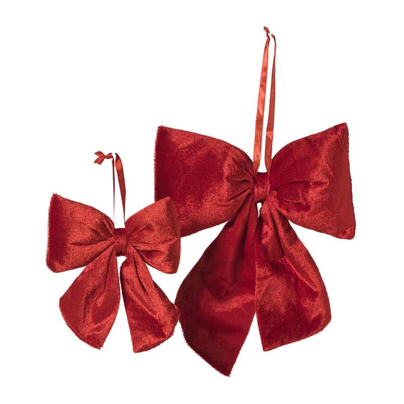 Kerststrik velvet medium - rood - 19x24 cm