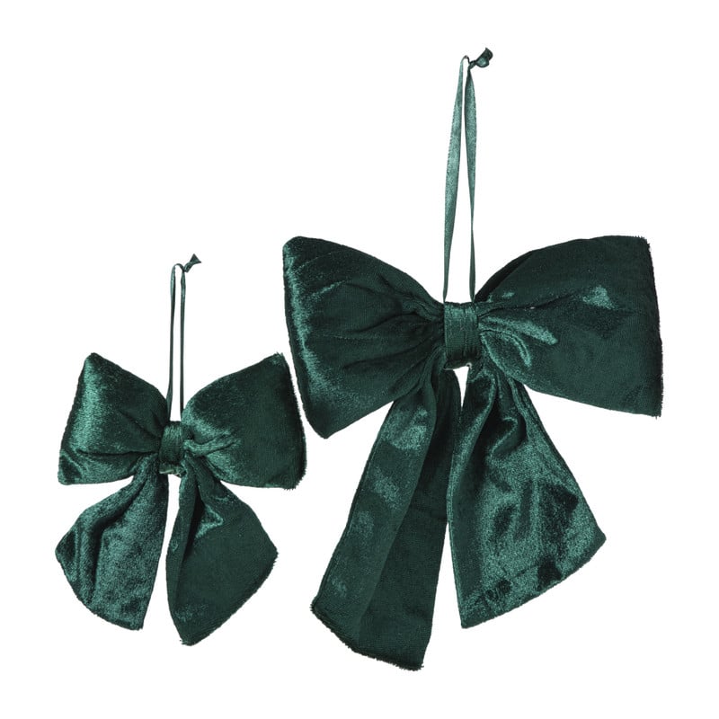 Kerststrik velvet medium - groen - 19x24 cm