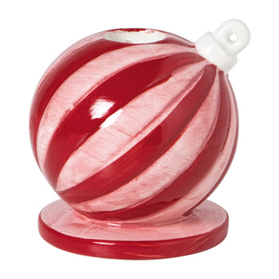 Kandelaar kerstbal klein - rood/roze - ø7.8x7.9 cm