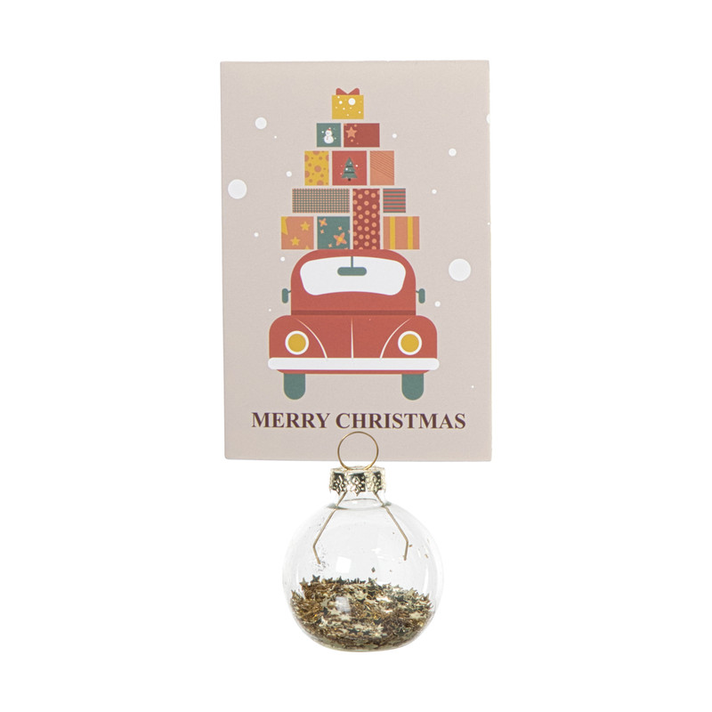 Kaarthouders kerstballen - goudkleurig - set van 4