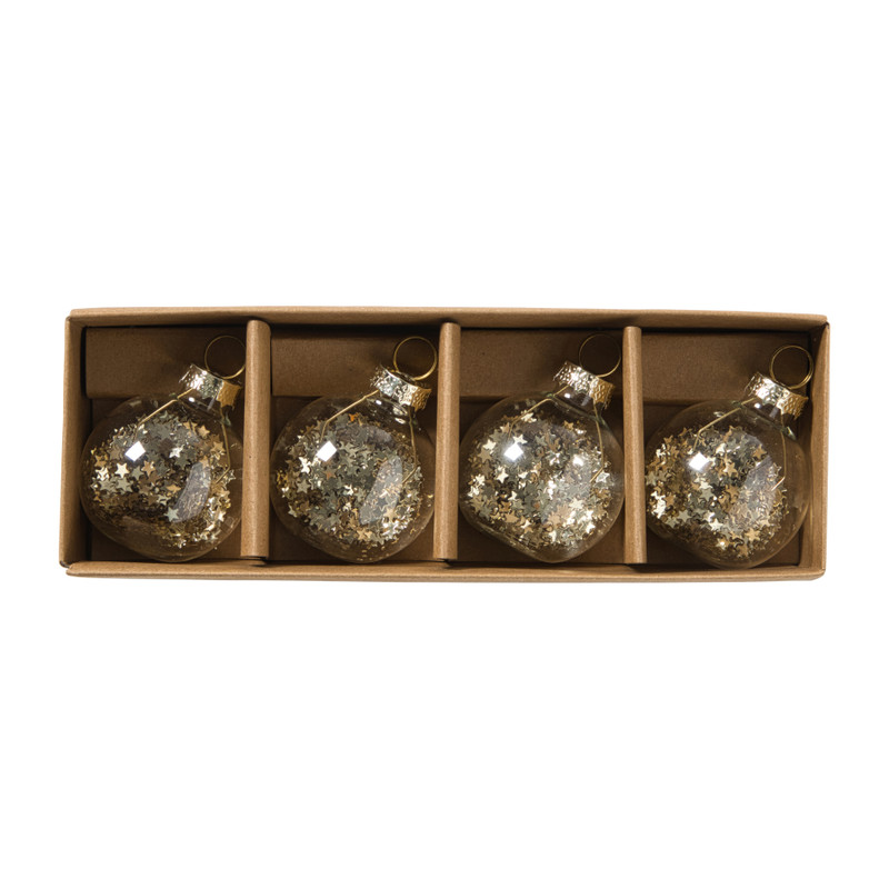 Kaarthouders kerstballen - goudkleurig - set van 4