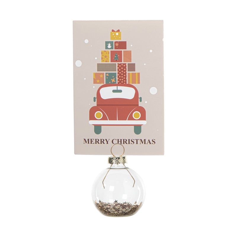 Kaarthouders kerstballen - champagnekleurig - set van 4