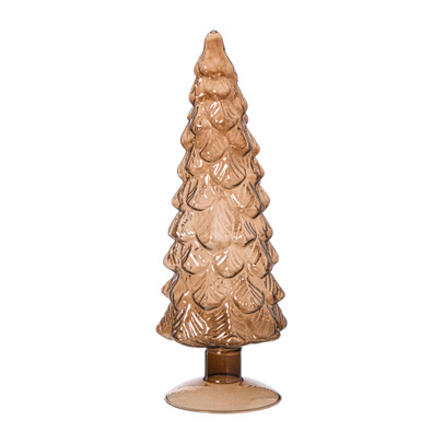 Kerstboom beeldje klein - bruin - ø8x24.5 cm