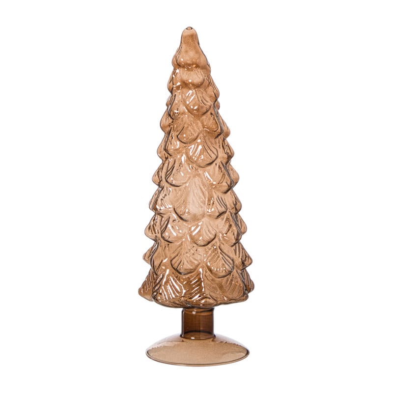 Kerstboom beeldje klein - bruin - ø8x24.5 cm