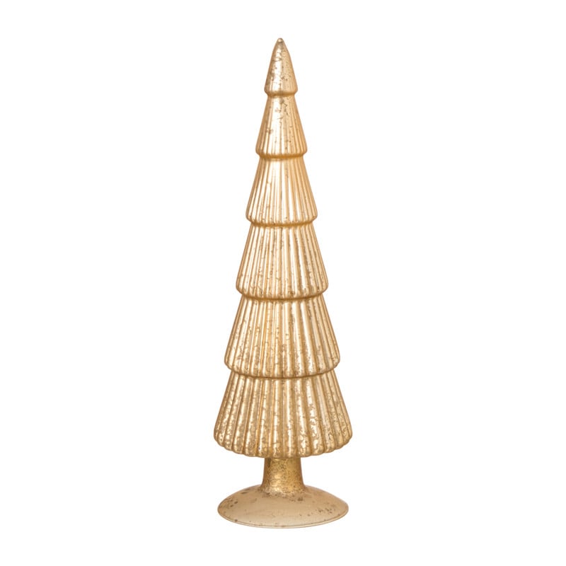 Kerstboom beeldje groot - goudkleurig - ø8x30 cm
