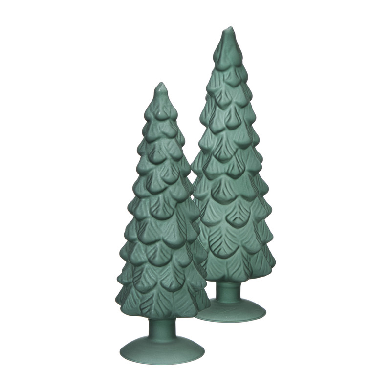 Kerstboom beeldje klein - groen - ø8x24.5 cm