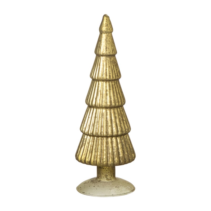 Kerstboom beeldje klein - olijfgroen - ø8x24.5 cm