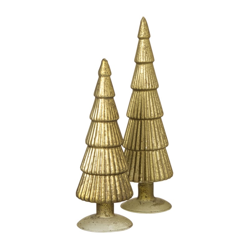 Kerstboom beeldje klein - olijfgroen - ø8x24.5 cm